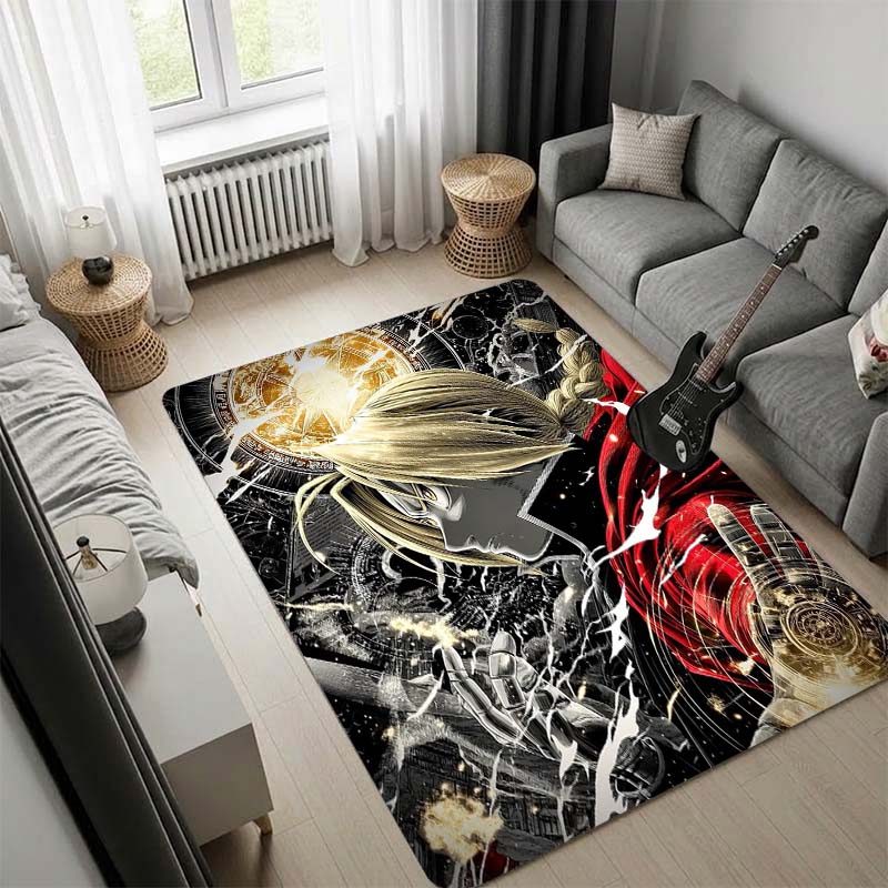 Fullmetal Alchemist Brotherhood Rug, Edward Alphonse Lightning Thunder Anime Print Carpet, Storm Background Floor Mat