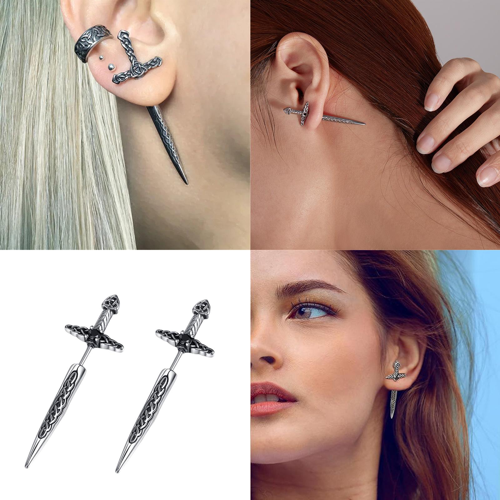 

1 Pair Stainless Steel Sword Earring Fashion Studs Earrings Stylish Ear Studs Pendant Earrings for Daily Wear and Party