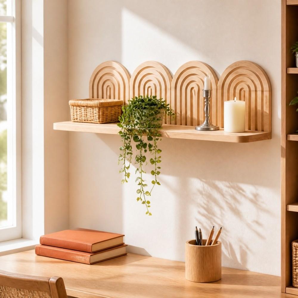 Multi Tier Wall Plant Holder Solid Wood Wooden Wall Shelf Blank Wall Space