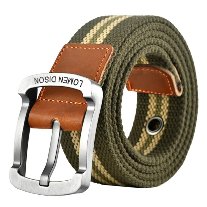 Fashion Canvas Waistband Adjustable Pin Buckles Design Waist Belt For Men Women Unisex Casual Jeans And Trousers