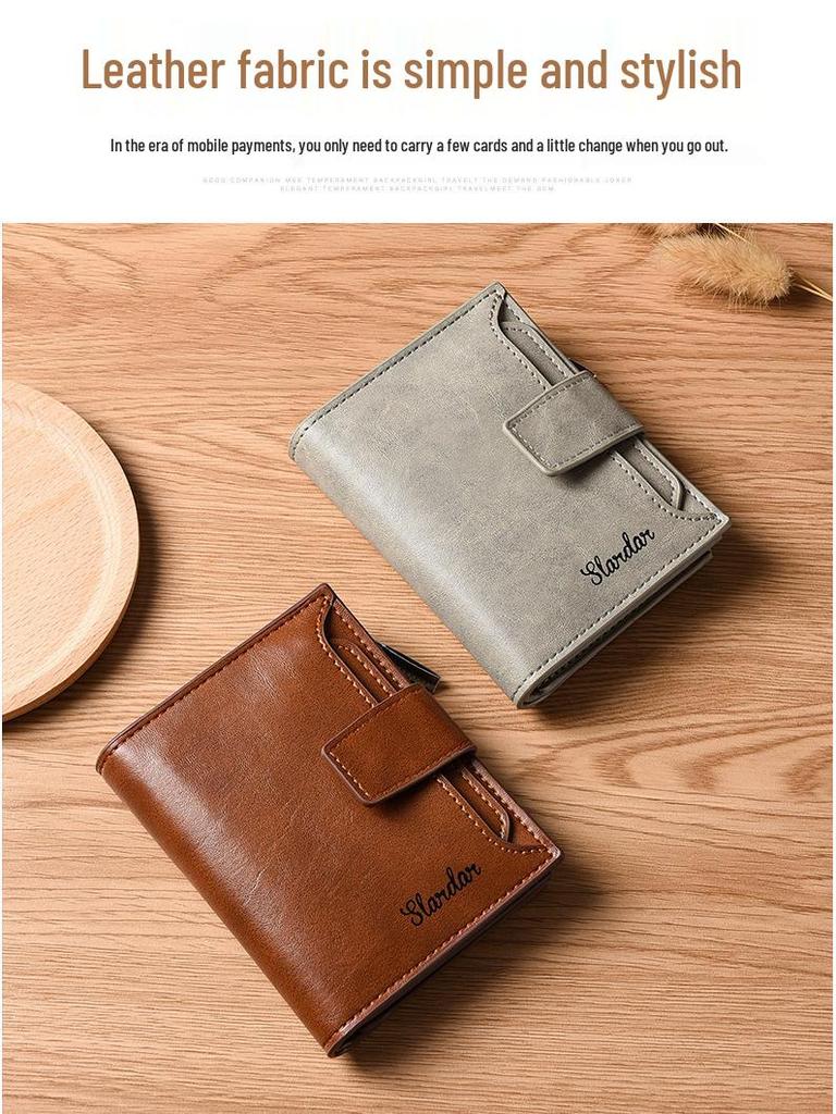 Men's Youth Trifold Leather Wallet with Multi-Card Slots - Stylish Korean Vertical Design