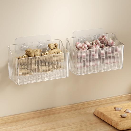 Storage Box No Drilling with Hollow Drain Holes Organizer Space-saving Storage Basket for Kitchen And Bathroom