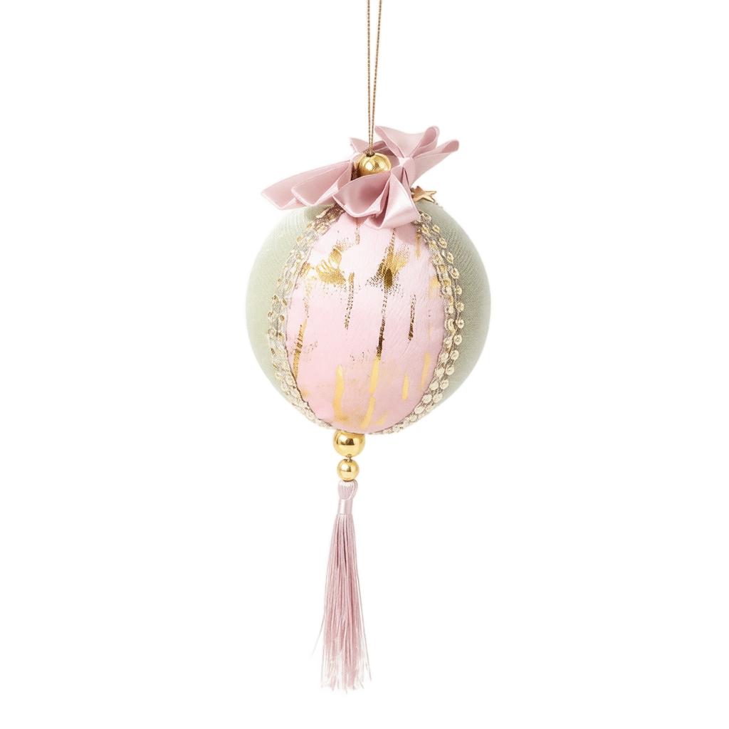 and Green Flannel Christmas Ball Ornaments for Holiday Tree Decor, Hanging Decoration