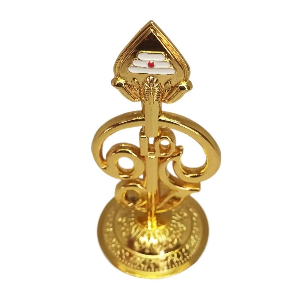 Kovový Om Vel Dekorácia Pán Muruga Vel Idol Zlatá úprava, 9 CM Tamilské písmeno Om Náboženská dekorácia na palubnú dosku auta, Domov,