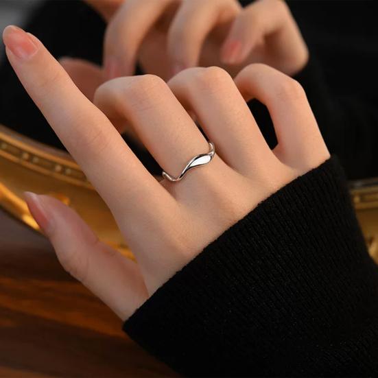 Thumb Ring Irregular Line Shape Adjustable Opening Design Finger Ring Stainless Steel Finger Band Versatile Jewelry Gift
