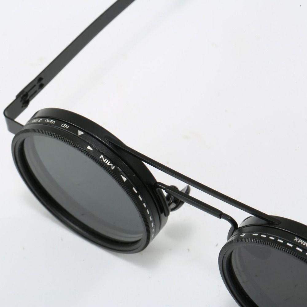 Round Adjustable Dimming Glasses 9 Level Dimming Fishing Sunglasses Outdoor Eyewear  Men Women