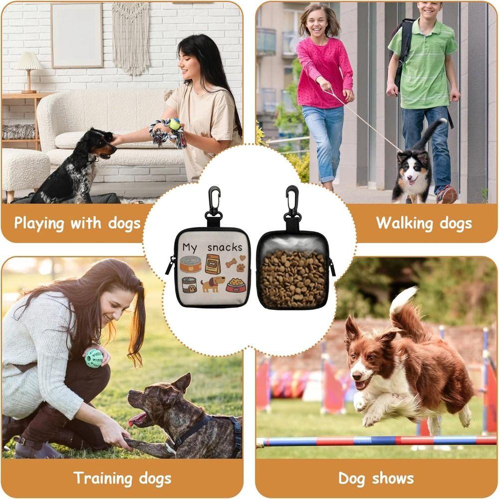 Zipper Closure Portable Pet Snack Pouch With Hook Puppy Pet Training Bag Dog Treat Bag Outdoor