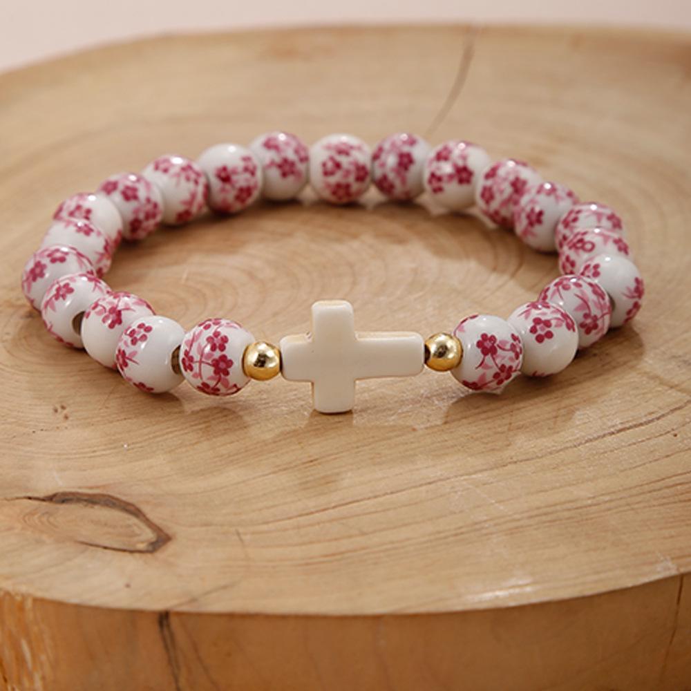 Bracciale in Ceramica Porcellana Bianca e Blu con Motivo Floreale - Elegante Accessorio d'Amore Unisex