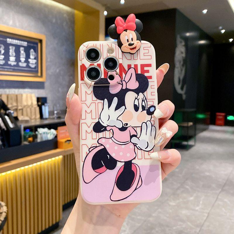Applicable to Samsung S24FE mobile phone case S25 cartoon lying down A16 waving Mickey Minnie A24 couple soft
