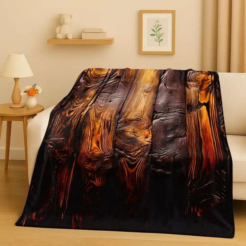 3D Retro Holzmaserung Jahresringe Baum Braun Grau Flanell Decke, Ultra Weicher Plüsch Überwurf für Zuhause Schlafzimmer Bett Sofa Abdeckung Geschenk Kind