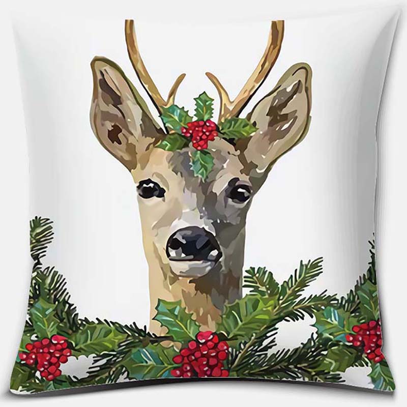 Christmas Deer Pattern Pillowcase Square Pillowcase Home Office Decoration Pillowcase