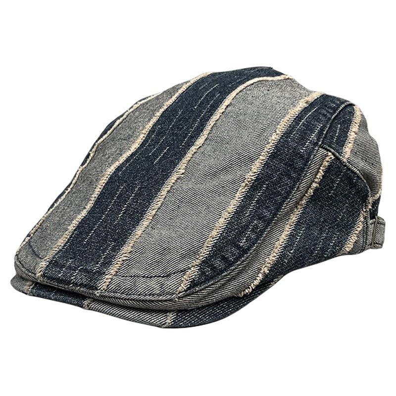 Spring And Summer Striped Retro Cap Men'S And Women'S Beret Versatile Retro Forward Hat