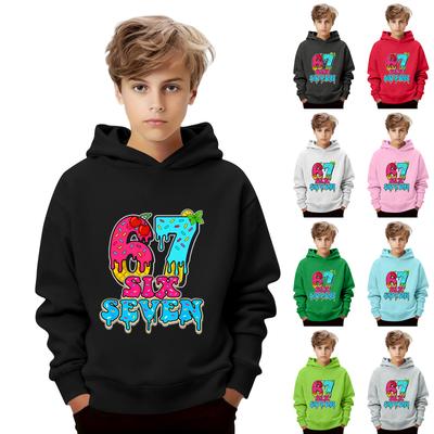 Kids' Long Sleeve Loose Pullover Letter Print Drawstring Hooded Sweatshirt
