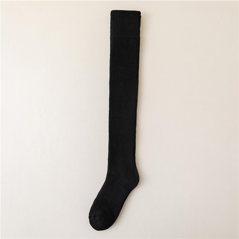 

Толстые теплые длинные женские носки выше колена, осенние и зимние бархатные длинные носки до бедра one size чёрный