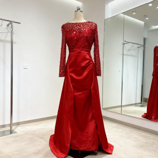 Sequin Sheer Mesh Long Sleeve Maxi Dress for Women Flowy Glitter A-line Long Dress Formal Cocktail Evening Gown