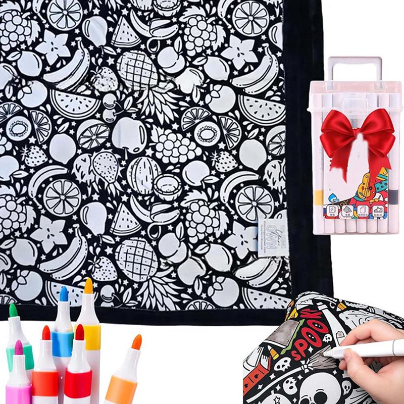 Diy Coloring Blanket, Washable Color Your Own Fleece Throw Blanket For Kids And Adults Soft Cozy Art Project