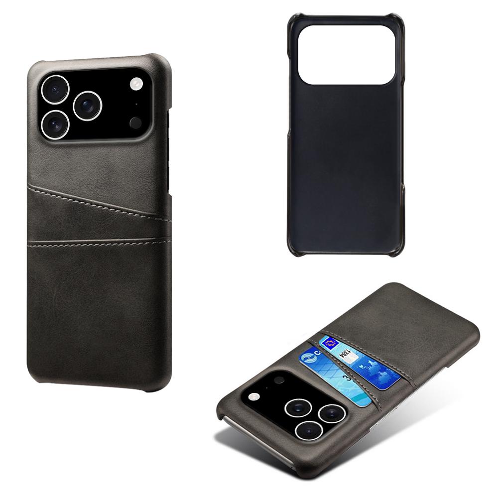 

For iPhone 17 Pro Case Dual Card Slots PU Leather+Hard PC Phone Cover Orange