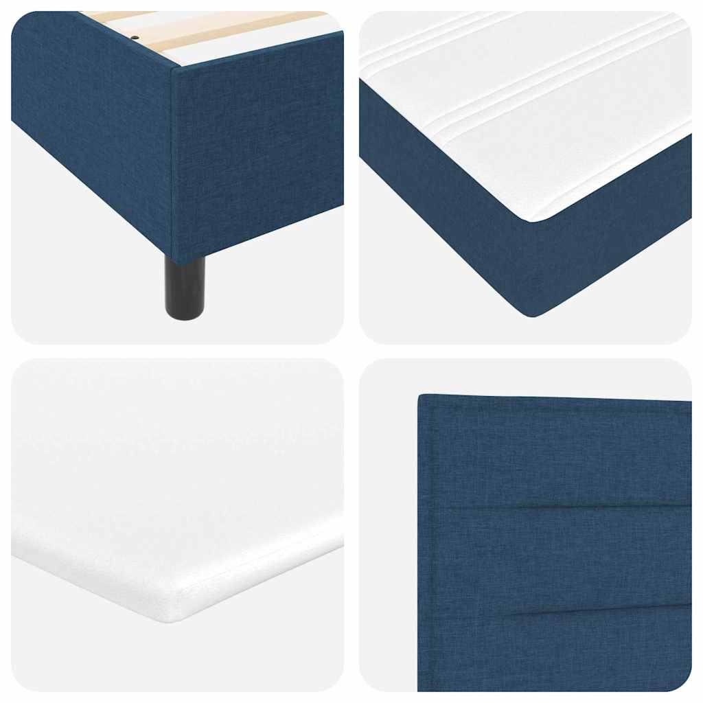 LED Box Spring Bed with Mattress Blue 140 x 200 cm Fabric