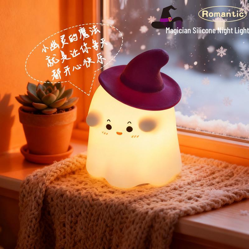 Halloween Wizard Rechargeable Silicone Night Light with Timer and Seven-Color Atmosphere