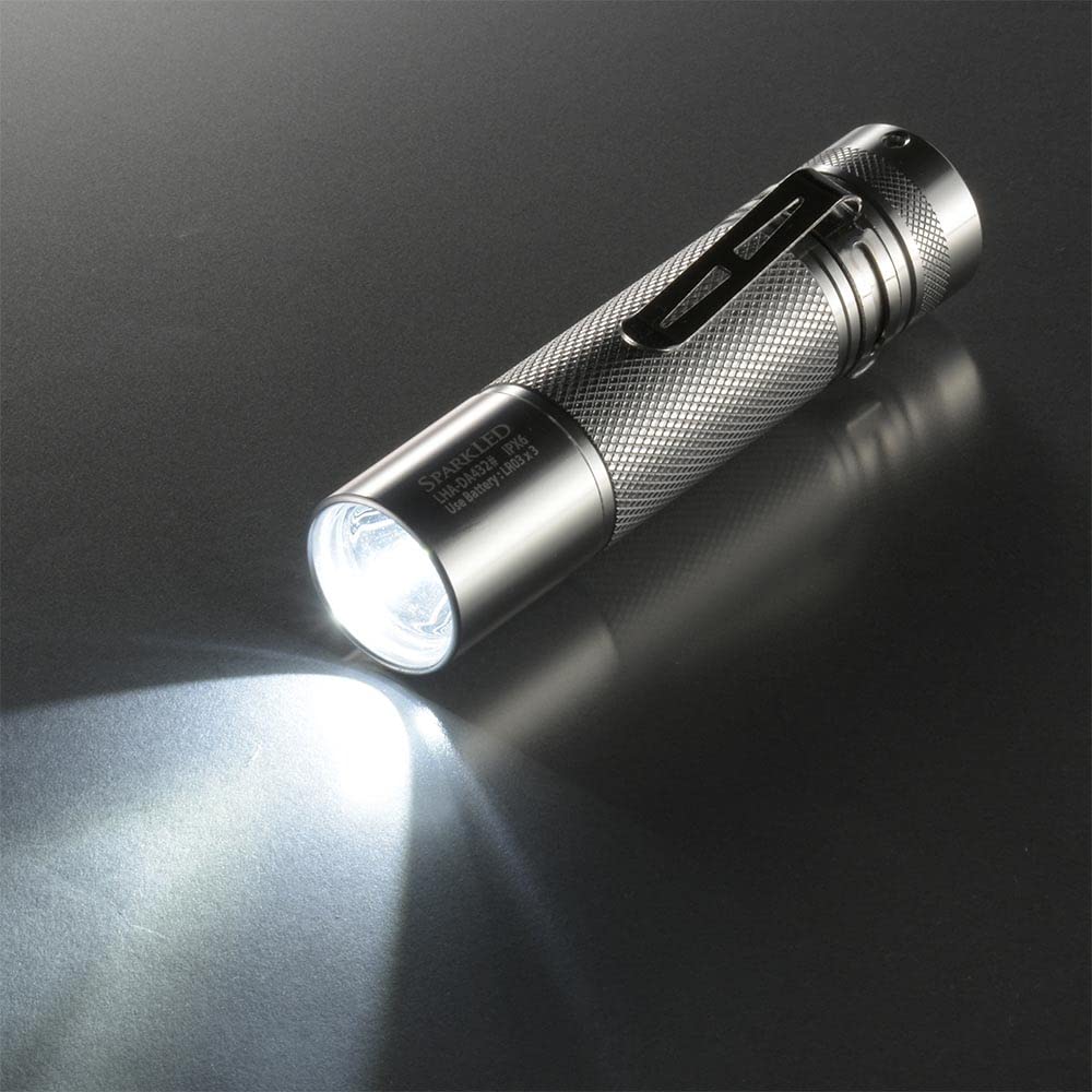 OHM Electric Waterproof Flashlight with Sparkled Pure 400 ANSI Aluminum Body LHA-DA432-S2 Beam, Lumens, Dimmable, IPX6, Compliant, (Product Code