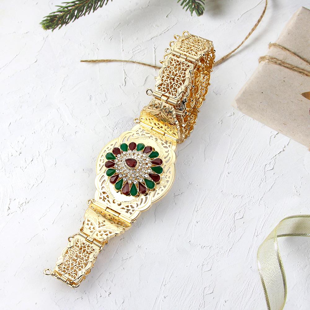 Gold Color Women Dress Belt Body Chain Crystal Bride Wedding Jewelry Adjustable Length Sunspicems