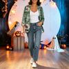 Women's Lightweight Loose Fit Vintage Floral Print Three-Quarter Sleeve Cardigan for Casual Daily Wear