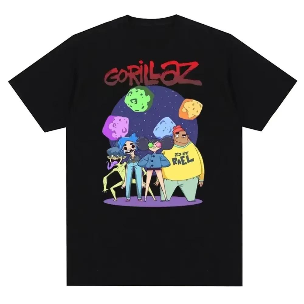 Gorillaz Hip Hop Pop Punk Rock Band Printed Cotton Mens TShirt 90s Casual Fashion Short Sleeve TShirt Unisex Tshirts