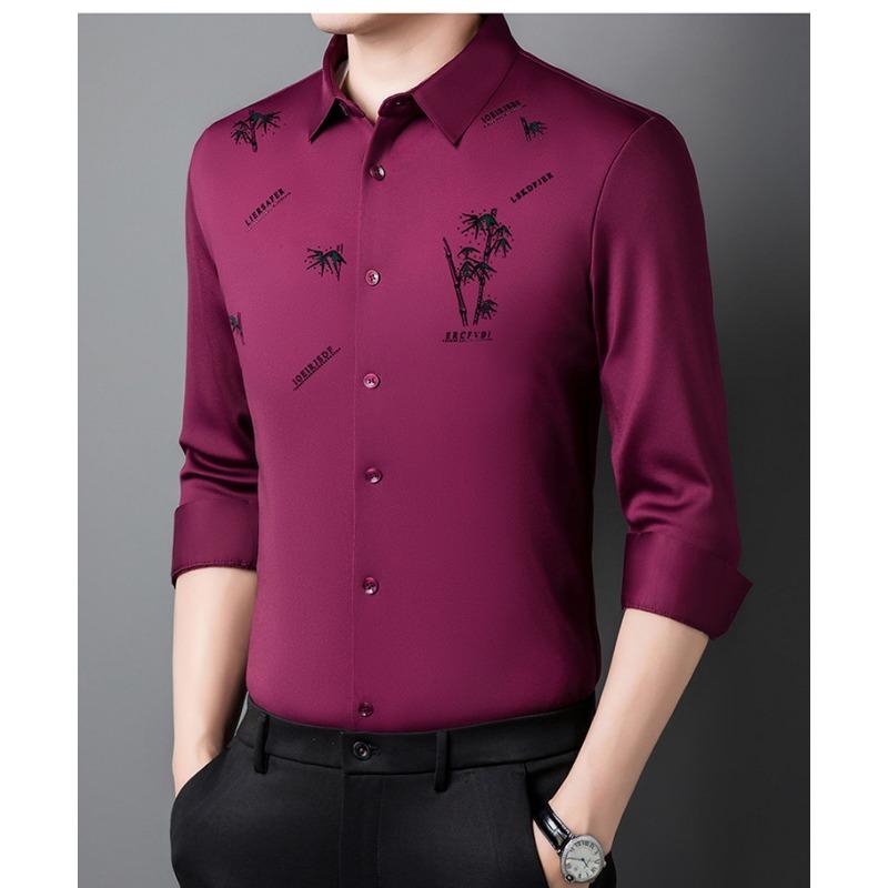 Herren dickes Samt-Hemd, Business nahtloses Hemd, knitterarm, bügelfrei, hohe Elastizität