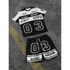 New Summer Racing Style Digital Printed Short-sleeved T-shirt + Sweatpants