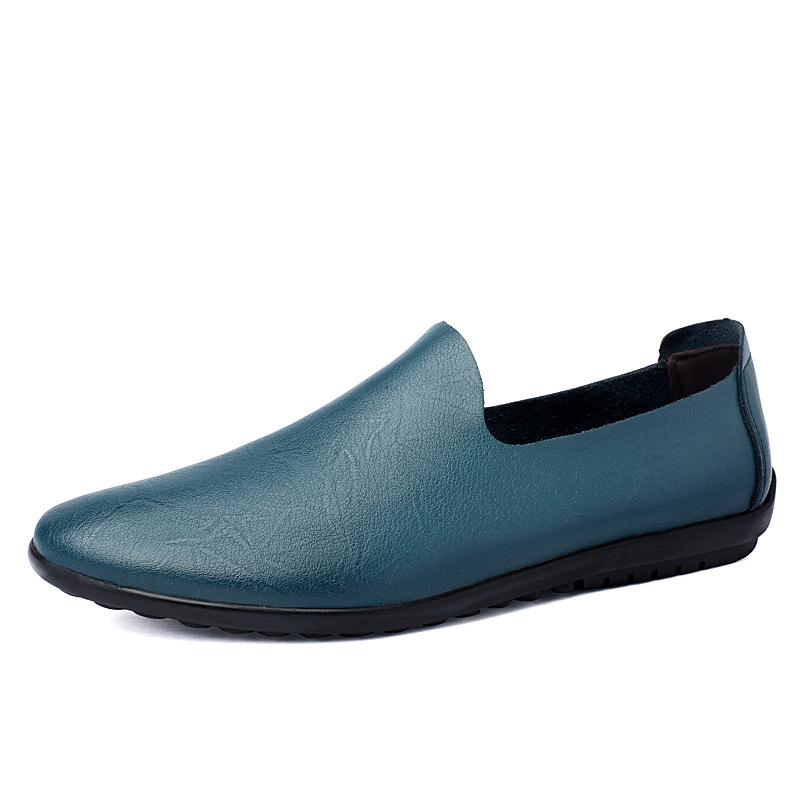 Men's Slip-On Leather Driving Moccasins - Spring/Summer Flat Sole, Large Size Cowhide Shoes