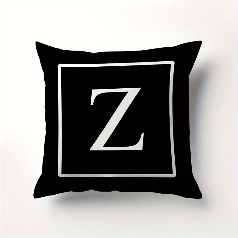 

Minimalist Black & White Alphabet Pillowcase - Stylish A - Z Letter Design for Home Decor 16x16Inch