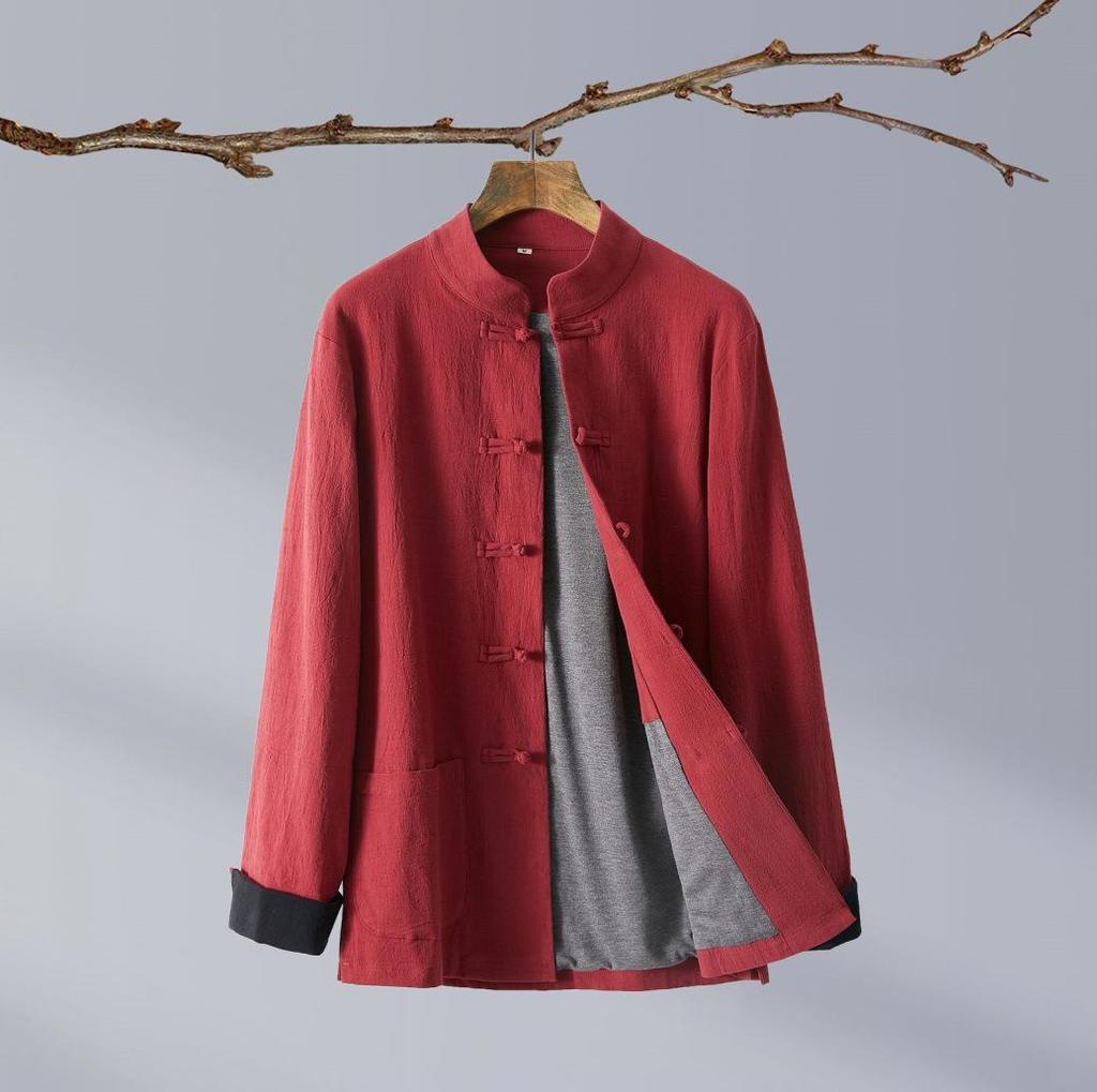 Unisex Chinese Style Quilted Tang Jacket - Winter Cotton-Padded with Stand Collar, Turned-Up Sleeves, and Frog Buttons