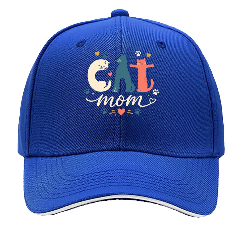 Playful Cat Mom Letter Silhouette Sandwich Baseball Cap Sun Cap Outdoor Workouts Hat