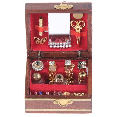 Kreative Puppe Haus Dekoration Requisiten Mini Retro Make-Up Box Persönlichkeit Schmuck Box