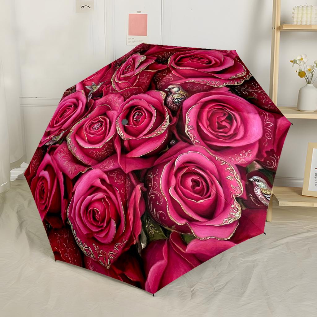 Forest Floor Elegance Automatic Umbrella Folding Umbrella with 8 Ribs Sturdy Construction All-Season Travel Elegant Umbrella Spiritual Gift