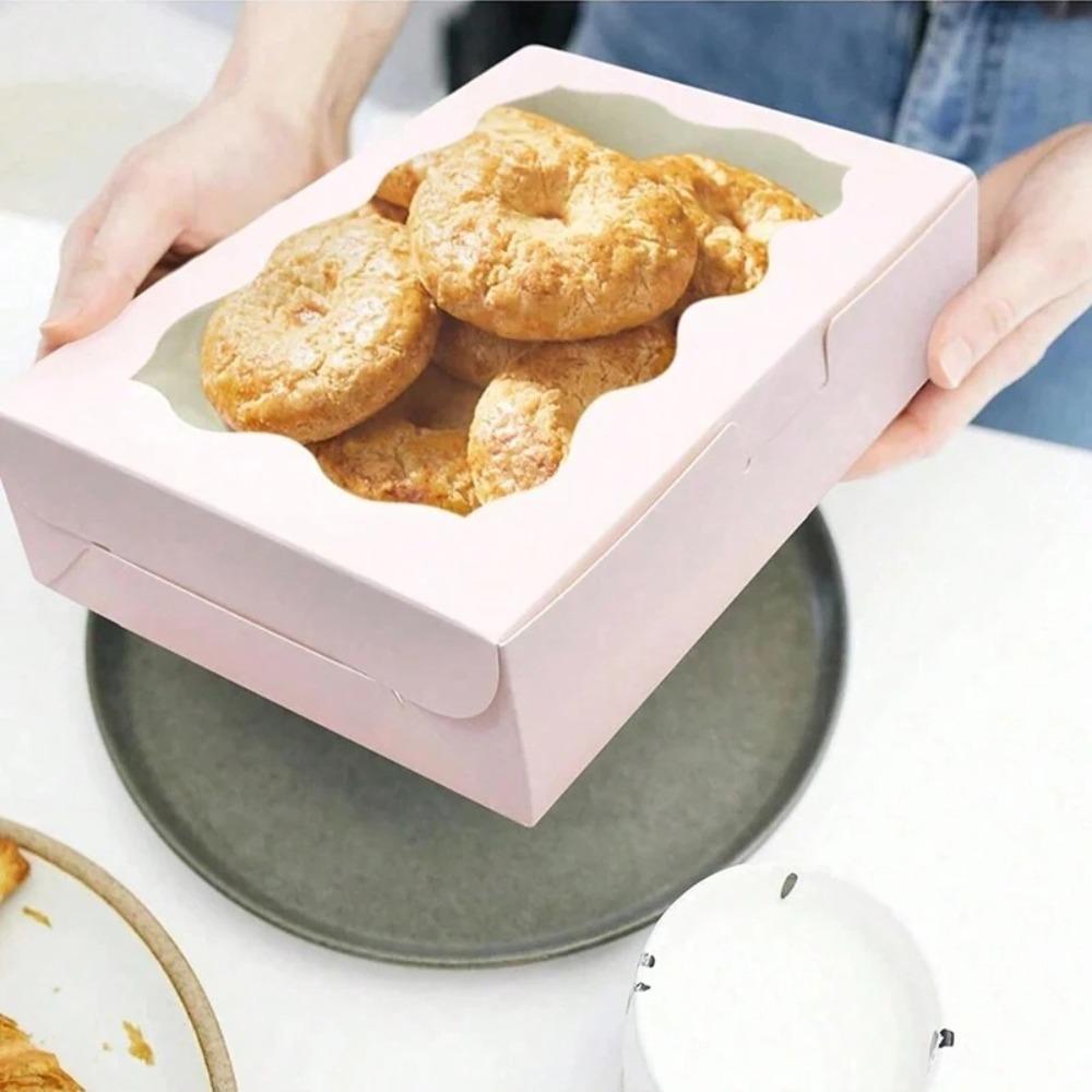 10/20pcs Gift Packaging Kraft Paper Box Transparent Open Window Desserts Box New Pastry Box  Wedding