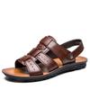 England Cow Leather Men Sandals Shoes Black Brown Hand Sewing Summer Breathable Beach Man Footwear