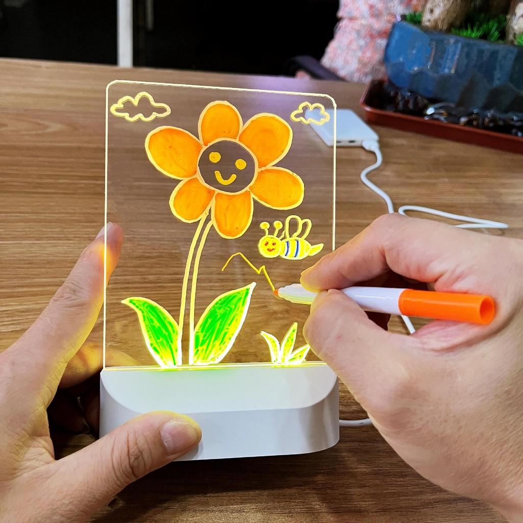 Non-Toxic Hard Acrylic Diy Kids Drawing Board Light Wipe Dust-Free Handwriting Board Blackboard Night Light