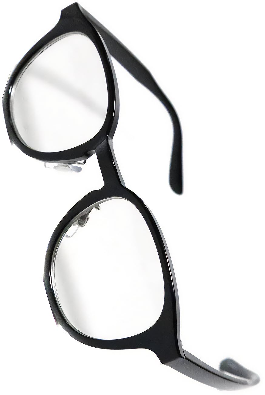 [Bliss Leather] Black x Clear Sunglasses, Fashion Glasses, Boston Style, Full Rim, Men s & Women s, Non-Prescription, Colored, Transparent, Clear,