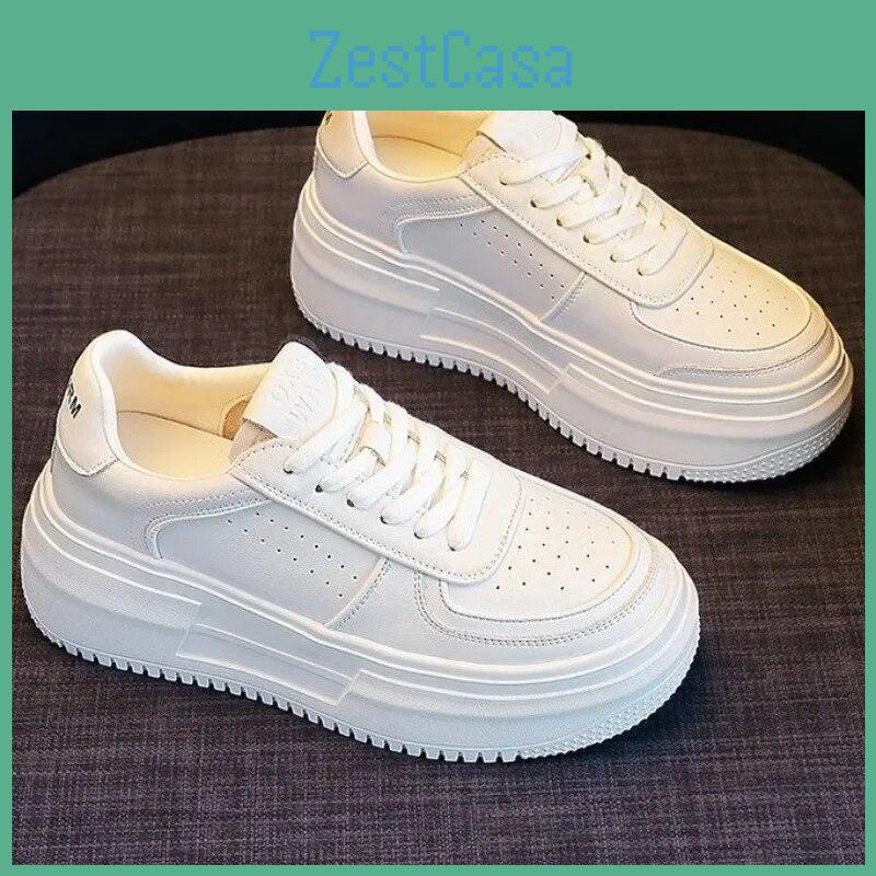 New Womens U 2024 Leather White Casual Woman Vulcanize Sneakers Breathable Sport Walking Running Platform Flats Shoes