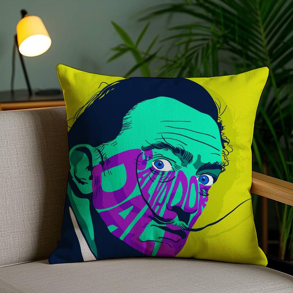 

Surrealism Art Salvador Dali-Famous Pillow Case Anti-dustmite Pillowcase Invisible zipper silky short plush Sofa cushion cover 12x12Inch