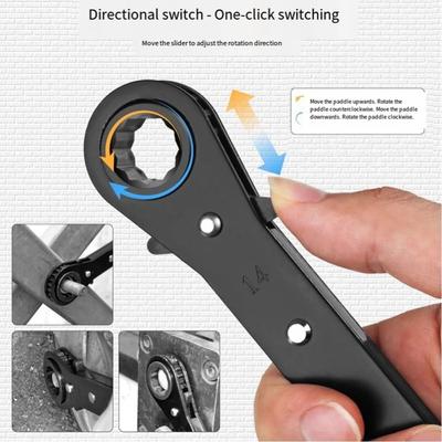 Fully Polished Ratchet Wrench Durable Construction Reversible Mechanism Double Head Wrench Ring End Flat Design