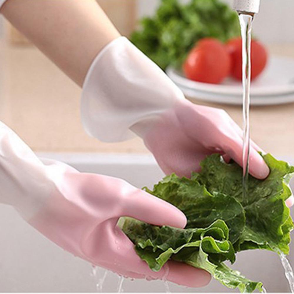 3 Pairs Non-Slip Texture Kitchen Cleaning Gloves Household Rubber Gloves  Dishwashing
