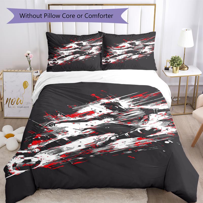 3pcs Soccer Bedding Set Duvet Cover Closure Includes 1 Duvet Cover & 2 Pillowcases, Soft and Comfortable for All Seasons.