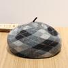 Women Retro Wool Plaid Plain Beret Hat Cap Winter French Beanie Casual Warm Hat