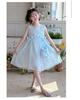 Girls' summer sleeveless mesh vest dress 2026 new mid size children's western-style princess mint style dress