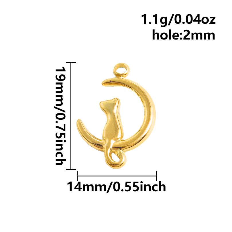 5pcs/Lot Different Syle Moon Charms For Jewelry Making Supplies 18k Real Gold Plated Stainless Steel Charm In Bulk Women Pendant
