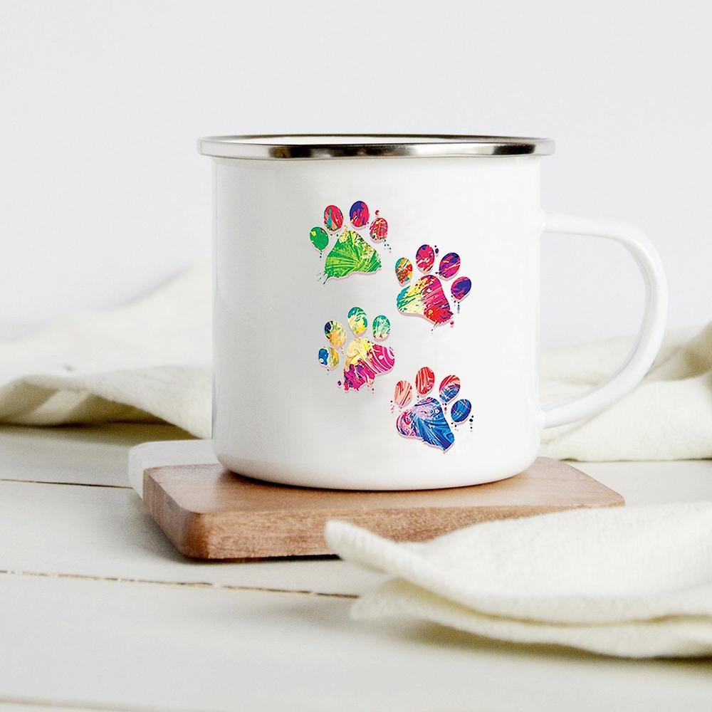 Funny Dachshund Print Creative Enamel Mug Coffee Wine Mugs Cartoon Dogs Paw Party Drink Beer Juice Milk Cups Gifts for Lover Dog