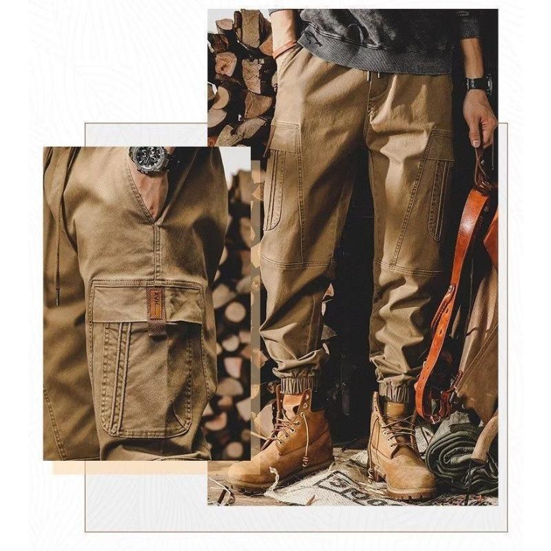 American Style Retro Cargo Pants Men Loose Straight Leg Oversized Casual Trousers