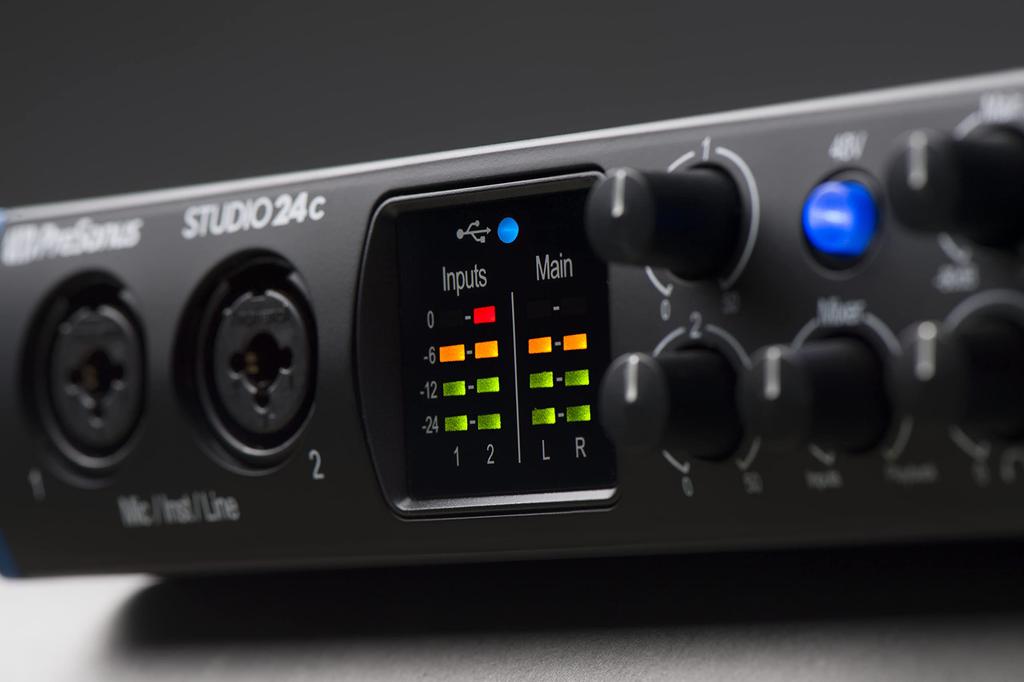 PreSonus Studio 24c AudioMIDI Interface, 24-Bit 192kHz, Dual InputOutput, USB-C Compatible, with Studio One Artist Bundle